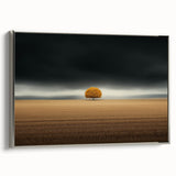 Abstract Minimalist Landscape – Lone Golden Tree in Storm Print
