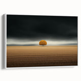 Abstract Minimalist Landscape – Lone Golden Tree in Storm Print