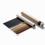 Abstract Minimalist Landscape – Lone Golden Tree in Storm Print