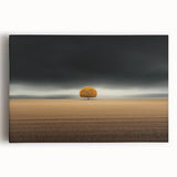 Abstract Minimalist Landscape – Lone Golden Tree in Storm Print
