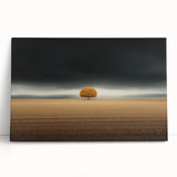 Abstract Minimalist Landscape – Lone Golden Tree in Storm Print
