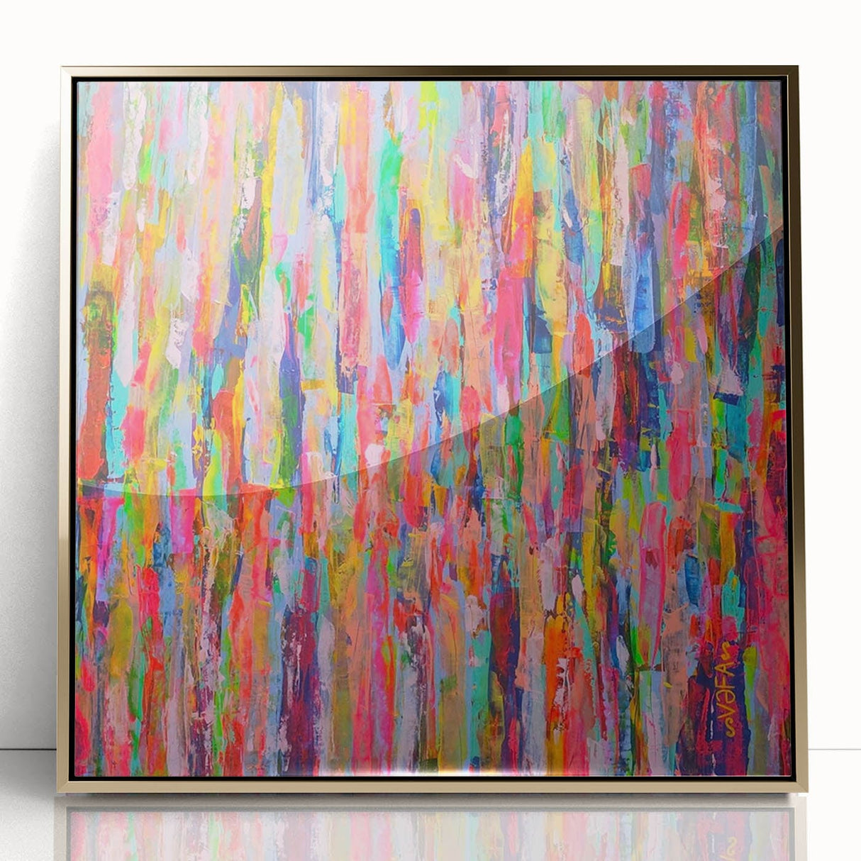 Abstract Canvas Wall Art – Vibrant Multicolor Drip Painting