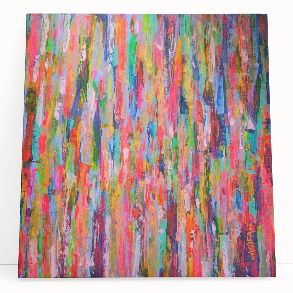 Abstract Canvas Wall Art – Vibrant Multicolor Drip Painting