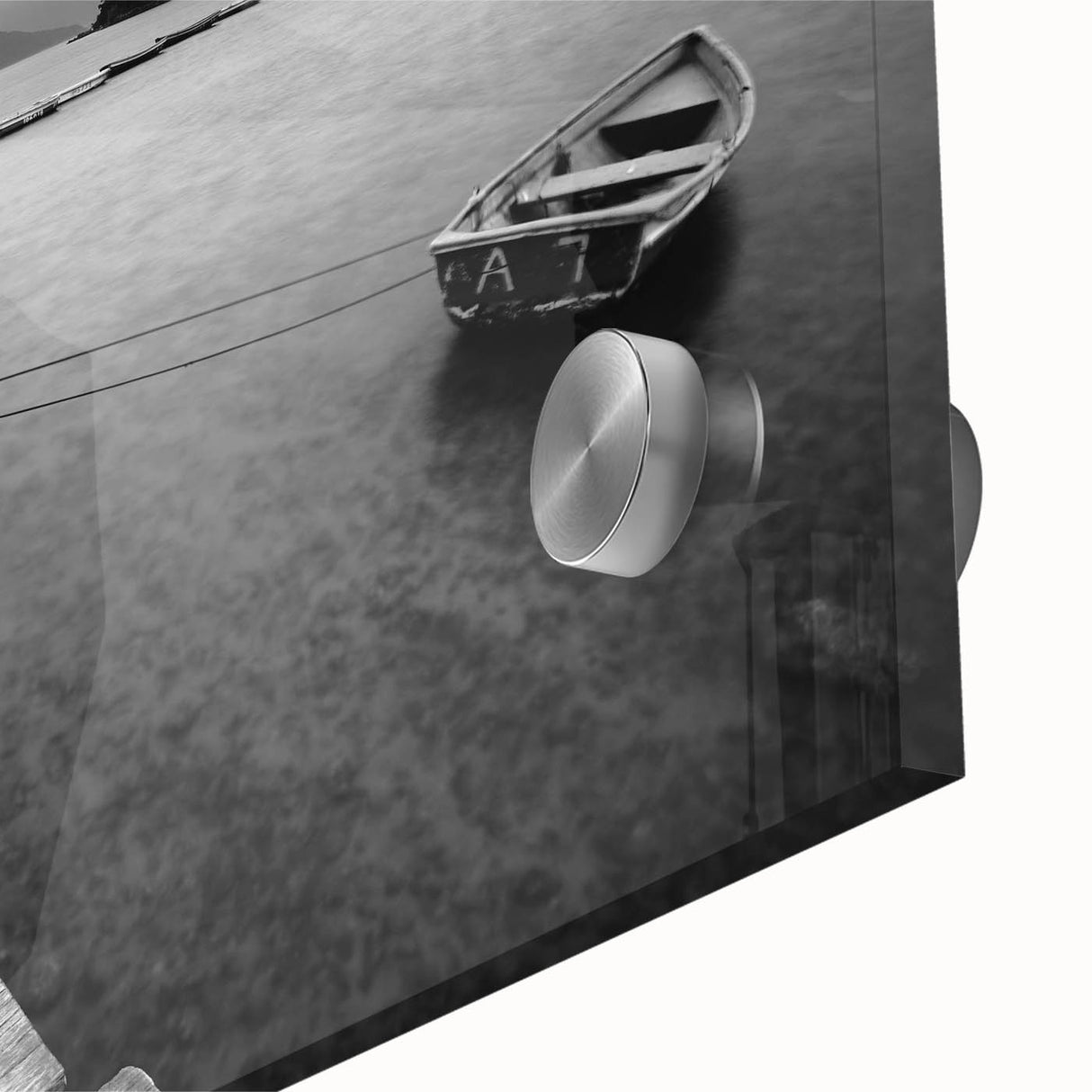 Black and White Serene Landscape Wall Art – Wooden Dock Scene