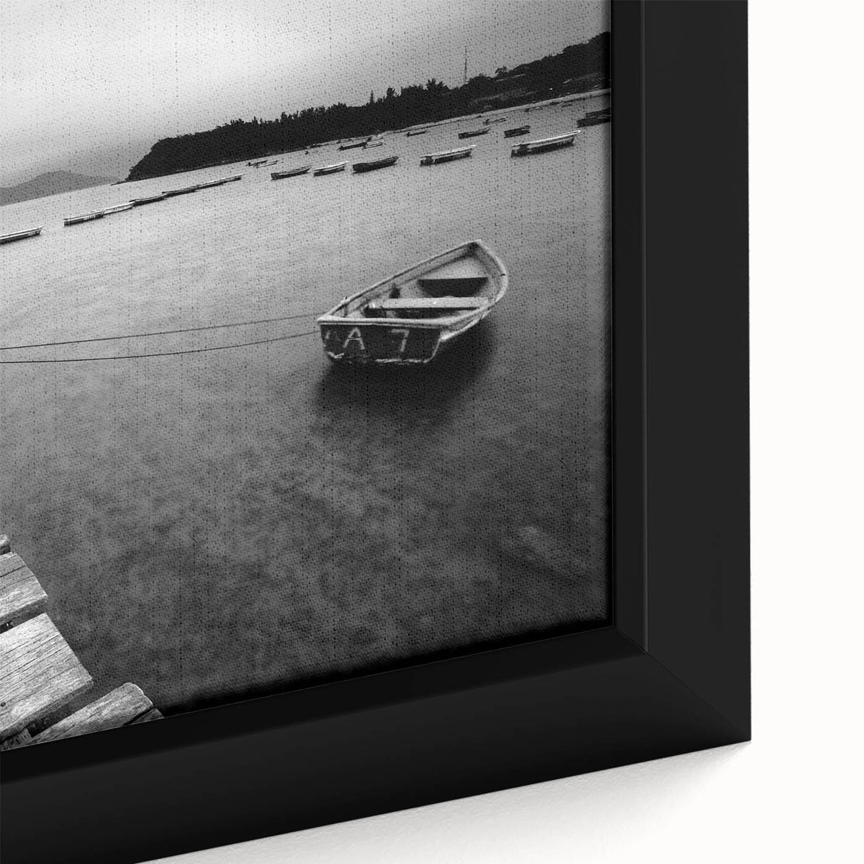 Black and White Serene Landscape Wall Art – Wooden Dock Scene