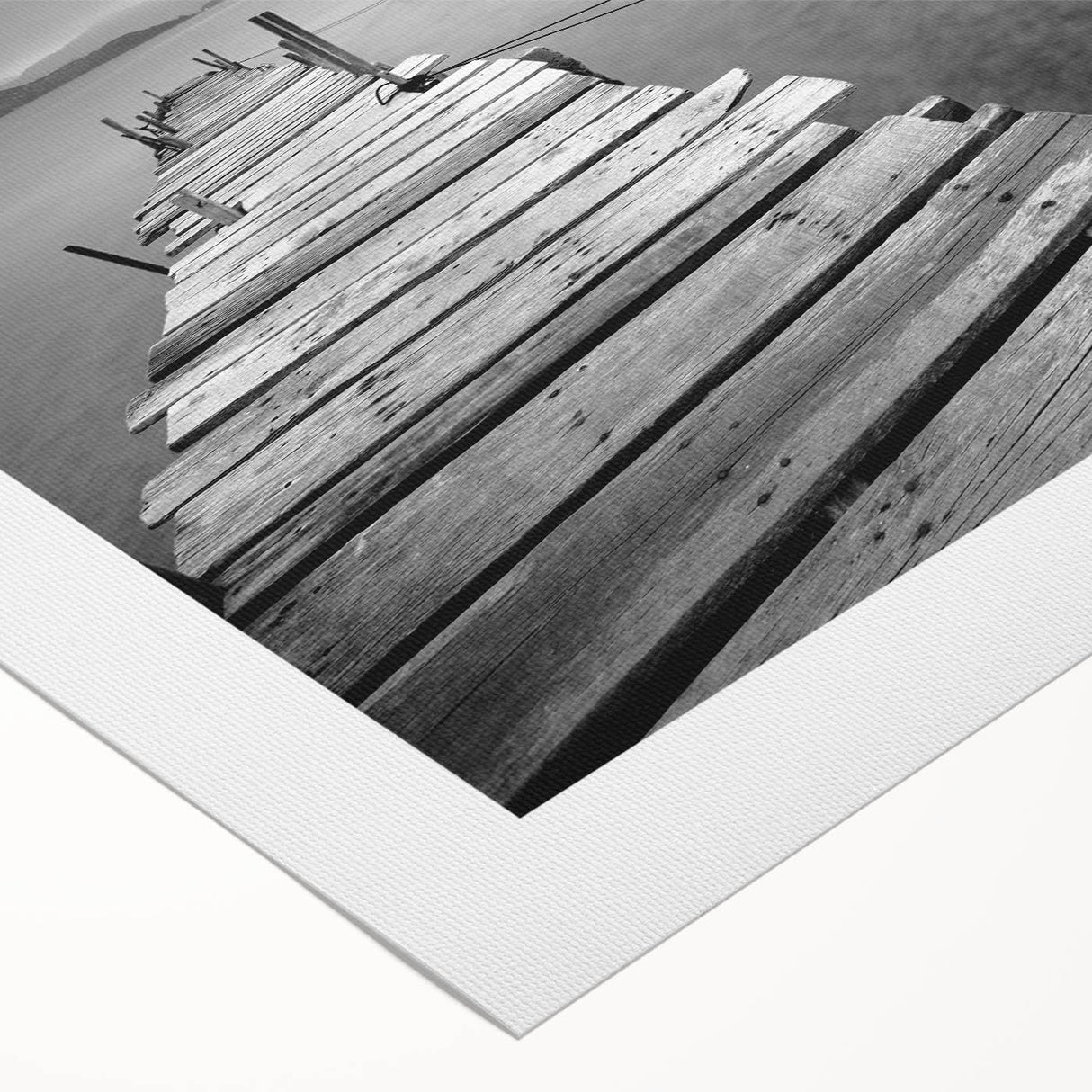 Black and White Serene Landscape Wall Art – Wooden Dock Scene