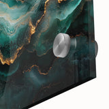 Emerald Green & Gold Fluid Canvas Art – Luxury Abstract Decor