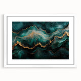 Emerald Green & Gold Fluid Canvas Art – Luxury Abstract Decor