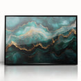 Emerald Green & Gold Fluid Canvas Art – Luxury Abstract Decor