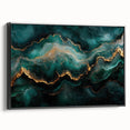 Emerald Green & Gold Fluid Canvas Art – Luxury Abstract Decor