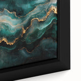 Emerald Green & Gold Fluid Canvas Art – Luxury Abstract Decor