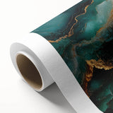 Emerald Green & Gold Fluid Canvas Art – Luxury Abstract Decor