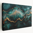 Emerald Green & Gold Fluid Canvas Art – Luxury Abstract Decor