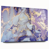 Contemporary Luxury Abstract Painting – Blue, Lilac & Gold Art