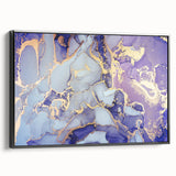 Contemporary Luxury Abstract Painting – Blue, Lilac & Gold Art