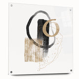 Geometric minimalist abstract wall art – black and gold modern print