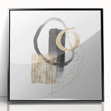 Geometric minimalist abstract wall art – black and gold modern print
