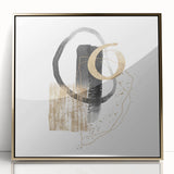 Geometric minimalist abstract wall art – black and gold modern print