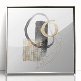 Geometric minimalist abstract wall art – black and gold modern print