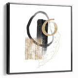 Geometric minimalist abstract wall art – black and gold modern print
