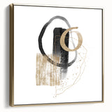 Geometric minimalist abstract wall art – black and gold modern print
