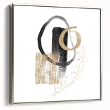 Geometric minimalist abstract wall art – black and gold modern print
