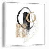 Geometric minimalist abstract wall art – black and gold modern print