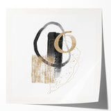 Geometric minimalist abstract wall art – black and gold modern print