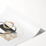 Geometric minimalist abstract wall art – black and gold modern print