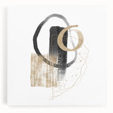 Geometric minimalist abstract wall art – black and gold modern print