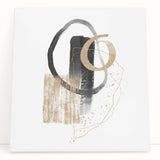 Geometric minimalist abstract wall art – black and gold modern print