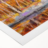 Abstract Minimalist Landscape Paintings – Autumn Forest Reflection