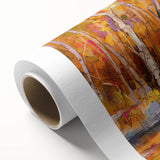 Abstract Minimalist Landscape Paintings – Autumn Forest Reflection