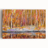 Abstract Minimalist Landscape Paintings – Autumn Forest Reflection