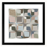 Geometric Abstract Painting - Beige & Blue Retro Wall Art