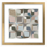Geometric Abstract Painting - Beige & Blue Retro Wall Art