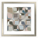 Geometric Abstract Painting - Beige & Blue Retro Wall Art