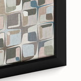 Geometric Abstract Painting - Beige & Blue Retro Wall Art