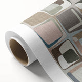 Geometric Abstract Painting - Beige & Blue Retro Wall Art