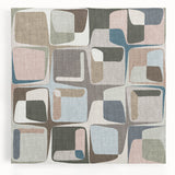 Geometric Abstract Painting - Beige & Blue Retro Wall Art