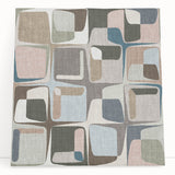 Geometric Abstract Painting - Beige & Blue Retro Wall Art