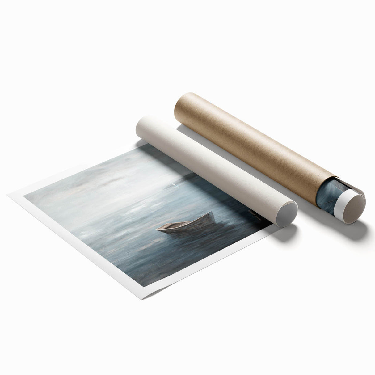 Tranquil Nature Canvas Prints – Serene Boat on Calm Waters
