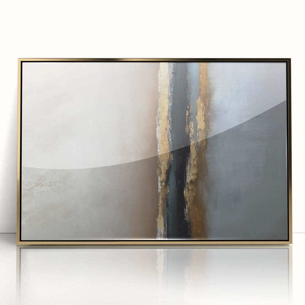 Large Abstract Wall Decor – Textured Gold, Black, and Teal Accent