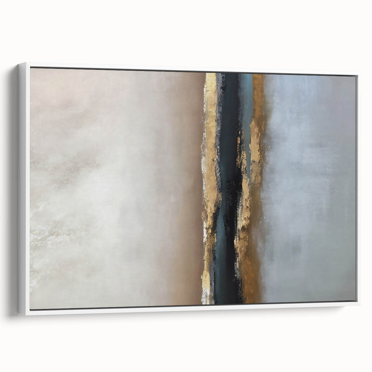 Large Abstract Wall Decor – Textured Gold, Black, and Teal Accent