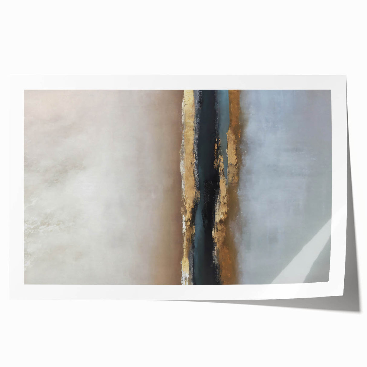 Large Abstract Wall Decor – Textured Gold, Black, and Teal Accent