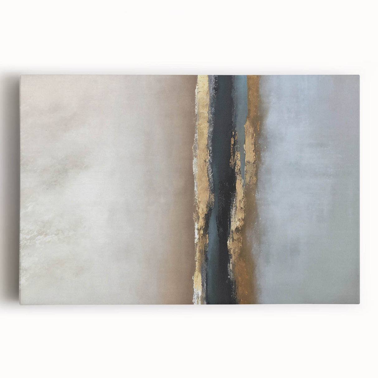 Large Abstract Wall Decor – Textured Gold, Black, and Teal Accent