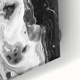 Modern Black and White Abstract Wall Art - Fluid Marble Canvas