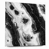 Modern Black and White Abstract Wall Art - Fluid Marble Canvas