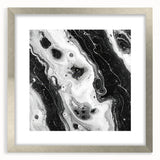 Modern Black and White Abstract Wall Art - Fluid Marble Canvas