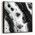 Modern Black and White Abstract Wall Art - Fluid Marble Canvas